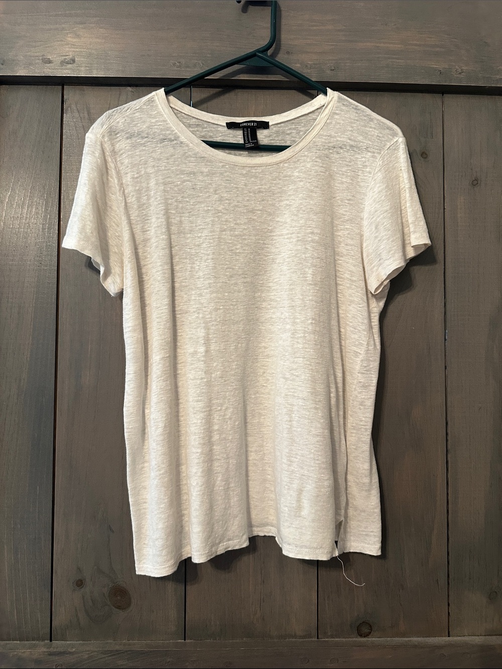 Forever 21 Linen Crewneck Tee in Oatmeal